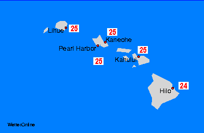 Hawaii Karte temperature mora