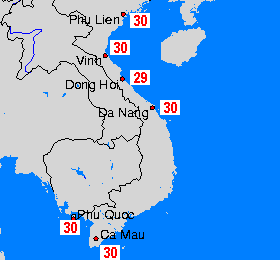 Vietnam Karte temperature mora