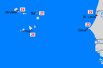 Cap Verde Karte temperature mora